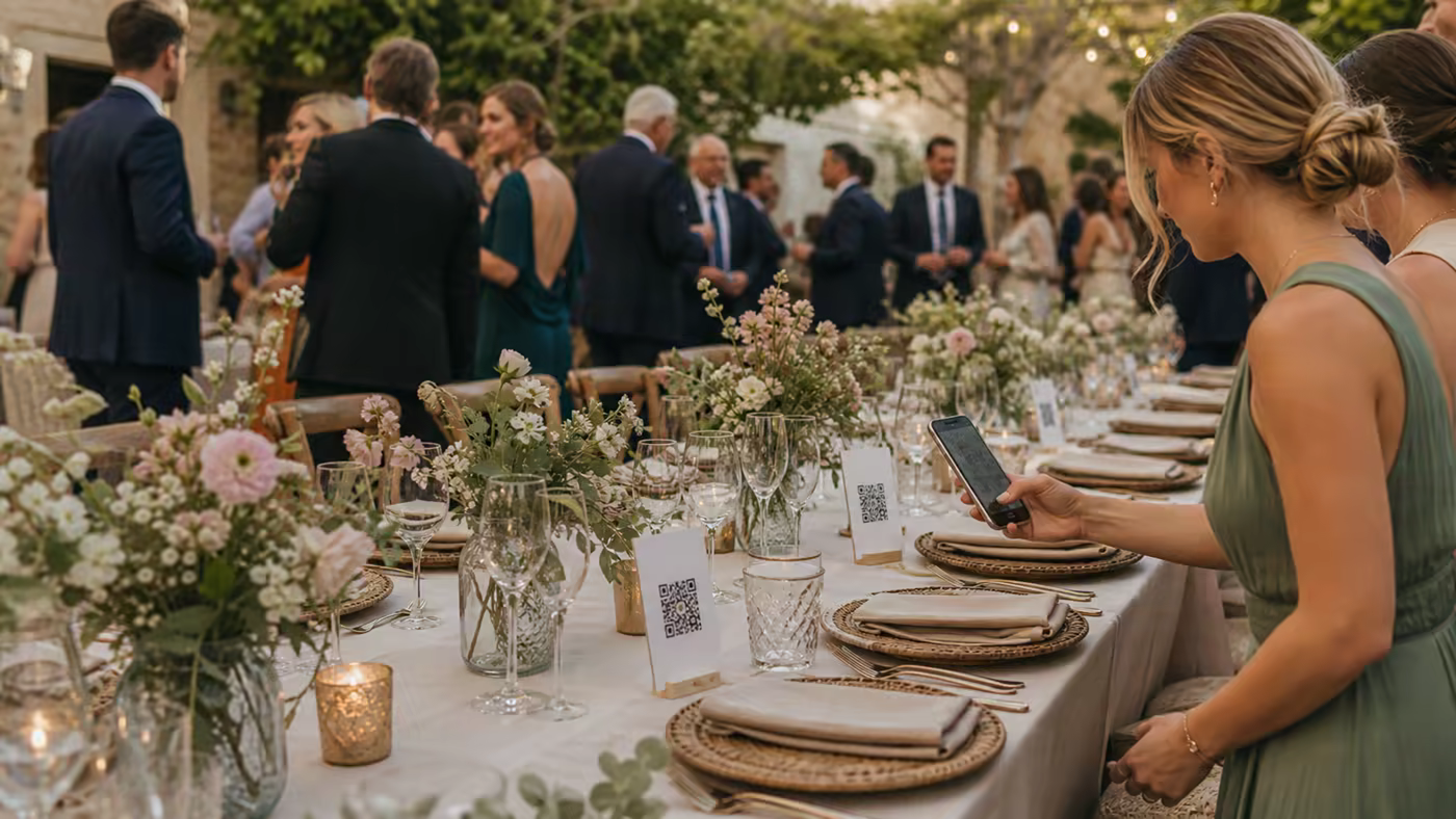 Dónde colocar tarjetas QR en una boda para que todos las vean