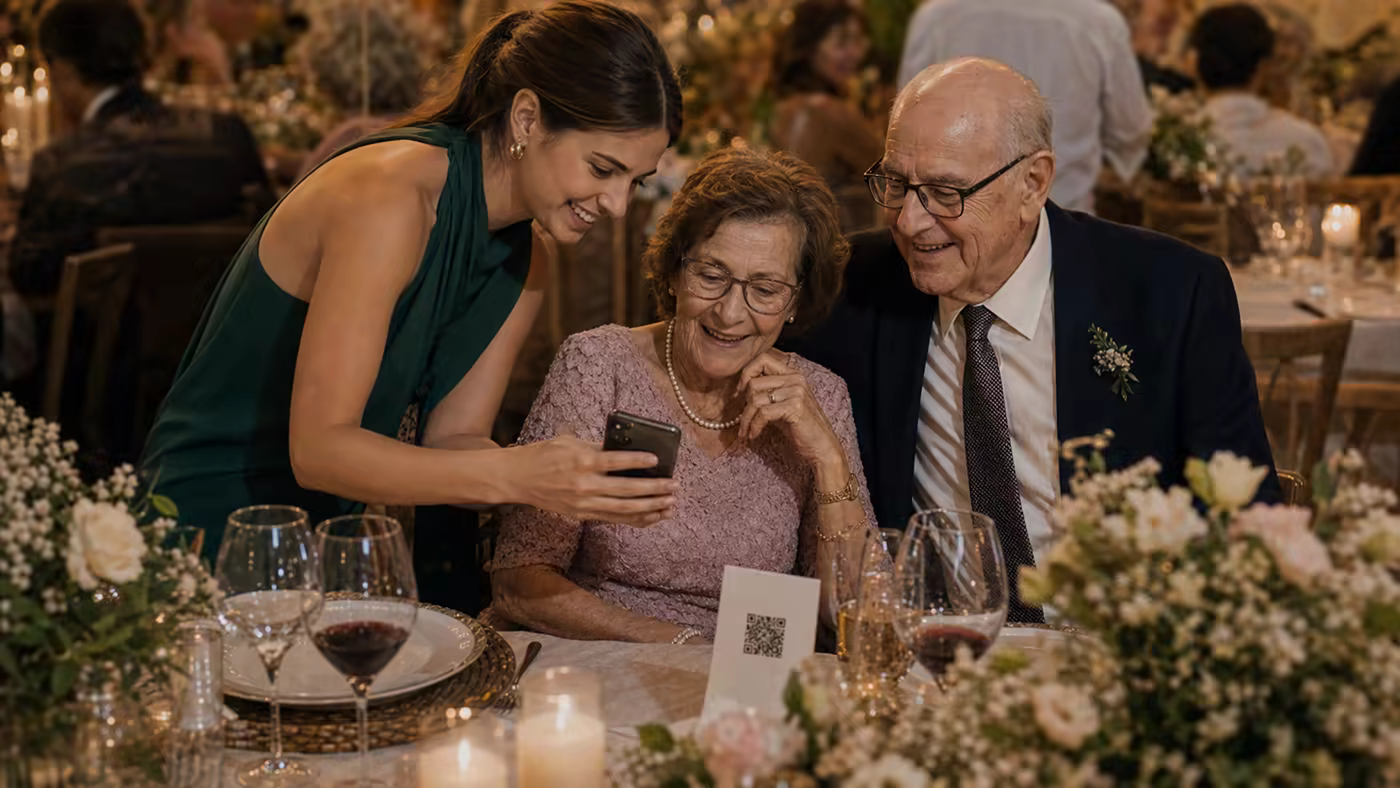 Cómo animar a invitados mayores a usar el QR de fotos de la boda