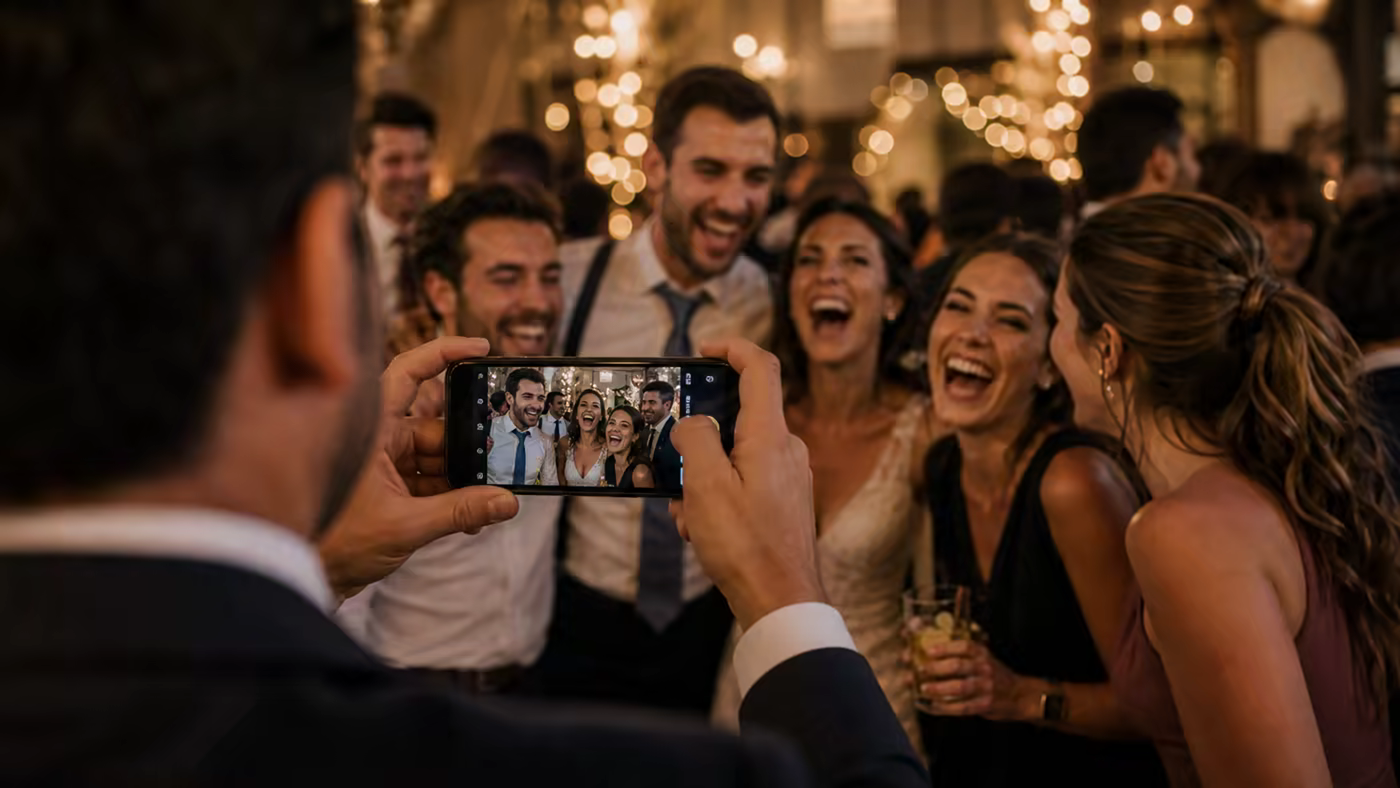 Fotos espontaneas de invitados en una boda