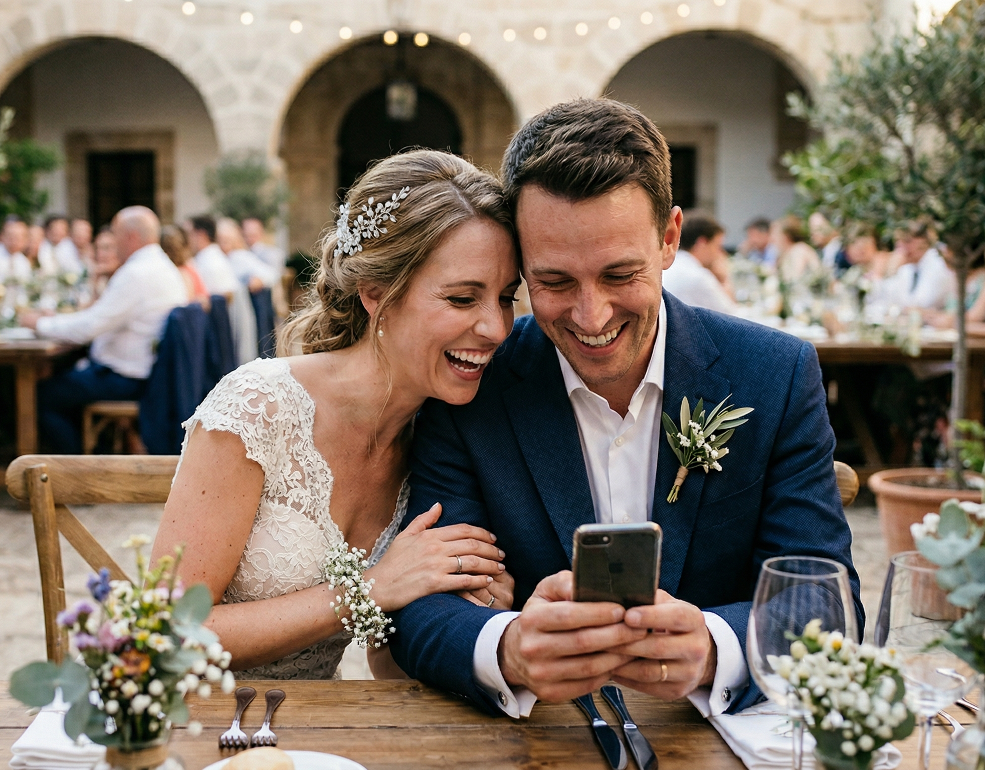invitado escaneando código QR en una boda en España