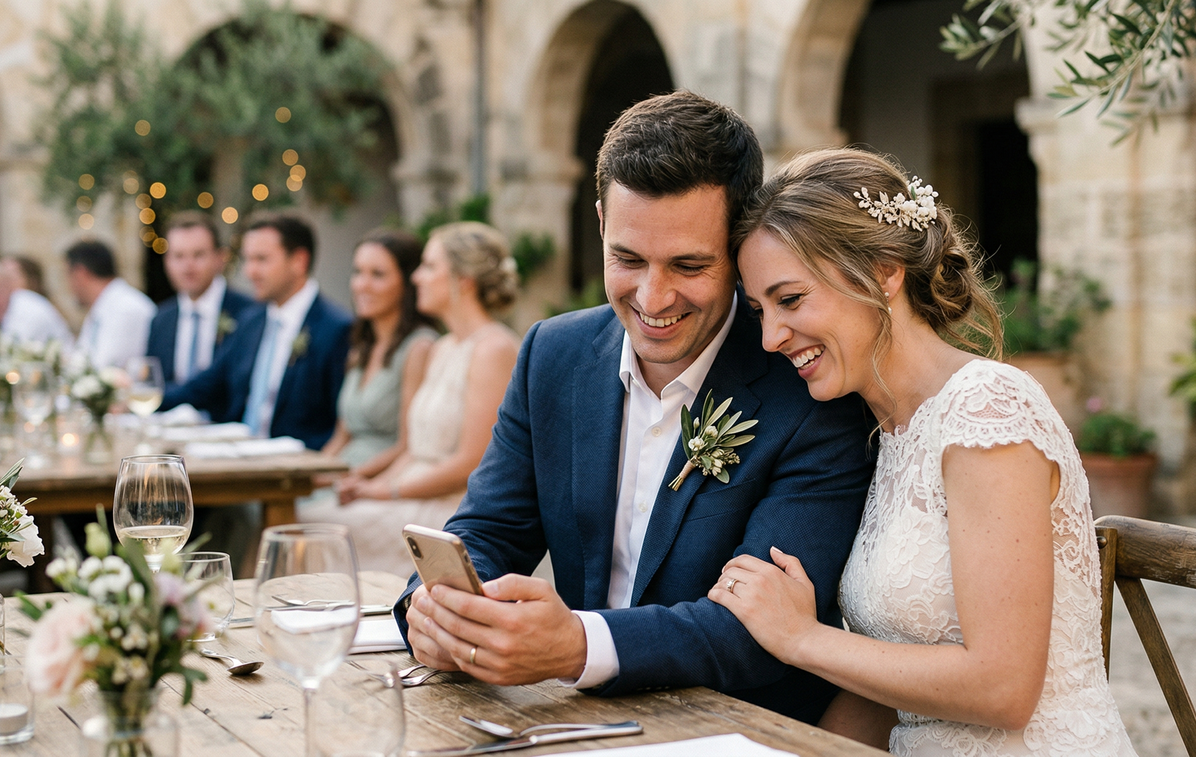invitado escaneando código QR en una boda en España